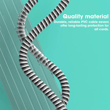 BEXT (2Pcs) Spiral Cable Protector for Charging & Data Cables | Headphone & USB Cable Protective Sleeve | Pet-Safe Wire Cover (Black & Grey)