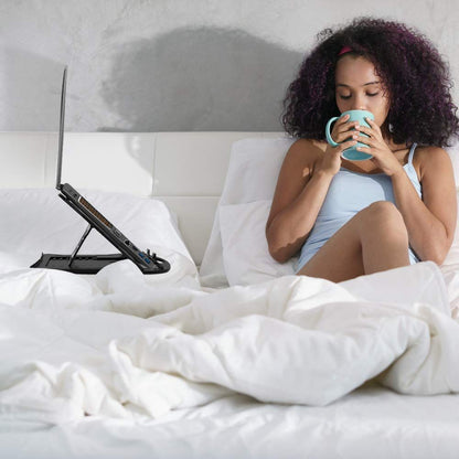 BEXT Adjustable Foldable Laptop Stand with Ventilation | Portable Tabletop Riser for Laptop & Tablet with Free Phone Stand