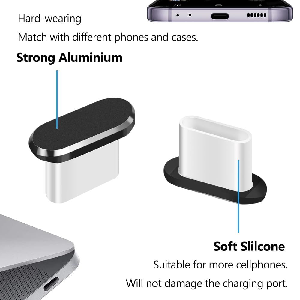 BEXT (4Pcs) USB Type-C Dust Plug with Cleaning Brush | Anti-Dust Charging Port Protector