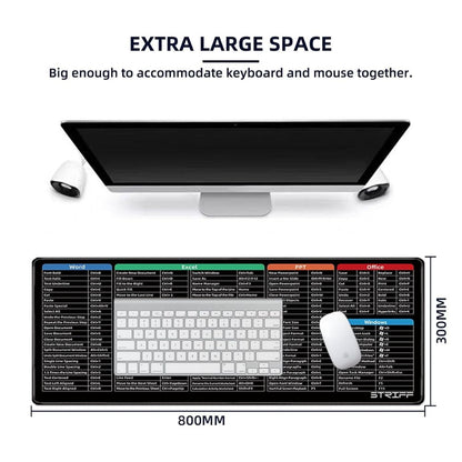 BEXT Windows & Office Keyboard Shortcuts Desk Mat | Extended Gaming Mouse Pad (80 × 30 cm) | Anti-Slip Rubber Base | Stitched Edges