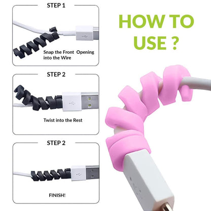 BEXT (10Pcs) Spiral Cable Protector Cord Saver for Charging Cables & Earphones | Silicone Wire Protector