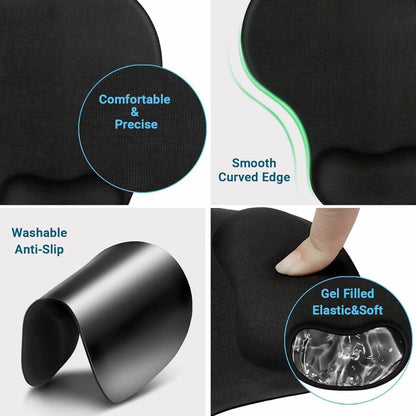BEXT Gel Wrist Support Gaming Mouse Pad with Lycra Cloth, Non-Slip Rubber Base for Laptop, Computer, Home & Office (Black)