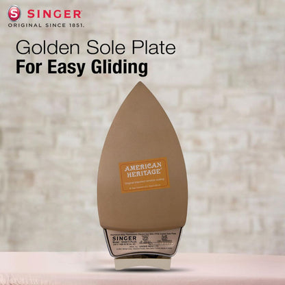 Singer Shakti Plus 1.6Kg Heavy Weight Dry Iron | 1000 Watt | Quick Heat-Up | Golden Advanced Soleplate | Adjustable Thermostat | ISI Approved | 2 Years Warranty