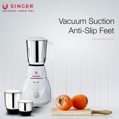 Singer Duro Plus 500W Mixer Grinder | 3 Stainless Steel Jars | Anti-Slip Feet | Shock Proof ABS Body | 1 Years Warranty