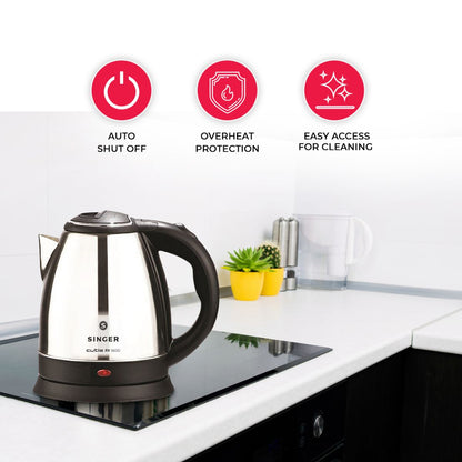 Singer Cutie DX 1.5L Electric Kettle | 1500W Power | Concealed Heating Element | 2 Years Warranty