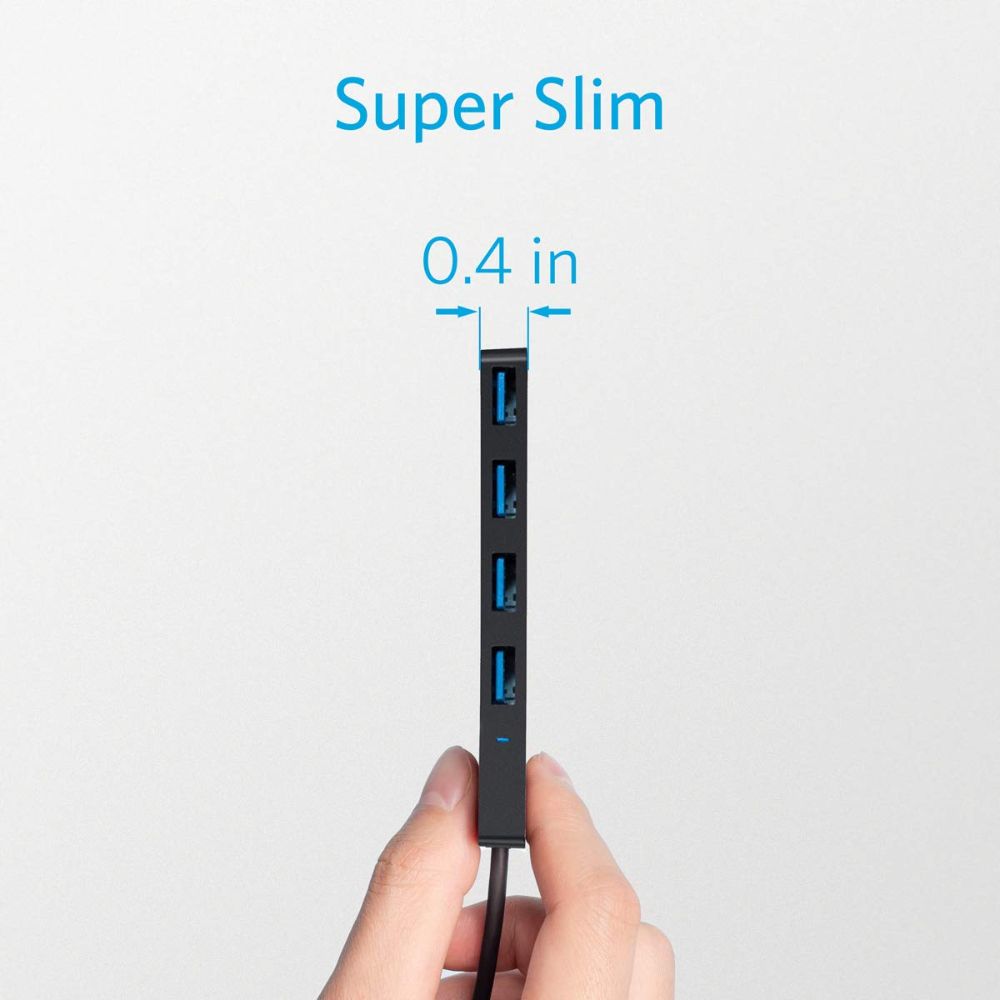 BEXT 4-Port USB 3.0 Hub with Extended Cable | Ultra-Slim High-Speed Data USB A Hub (Charging Not Supported)