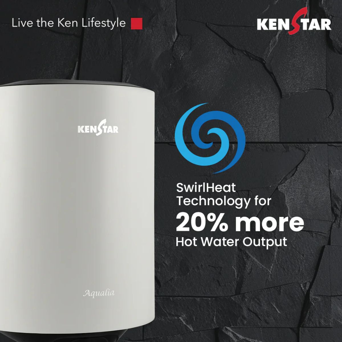Kenstar Aqualia 15L 5 Star Storage Water Heater | Geyser | Glasslined Tank | SwirlHeat Technology | 8 Bar Pressure | 2 Years Warranty