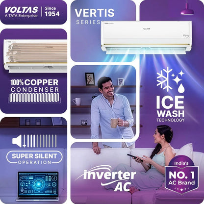Voltas Vertis 1.5 Ton 3 Star Inverter Split AC (2026) | 183INV | 5100W Cooling | Copper Condenser | 5 Years Comprehensive Warranty
