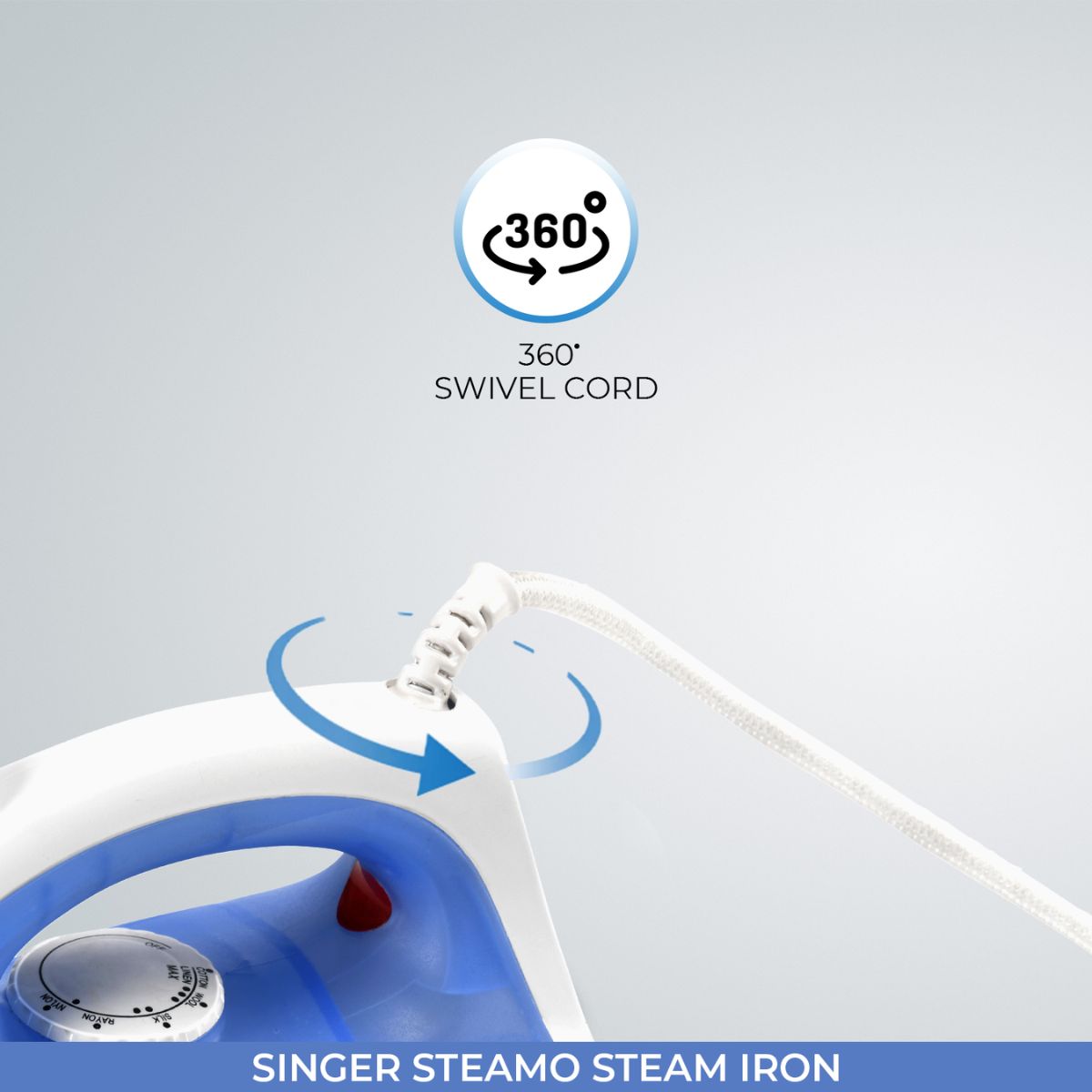 Singer Steamo 1200W Steam Iron | Dry Steam Spray Function | Non-Stick Sole Plate | Vertical Steam Burst | 2 Years Warranty