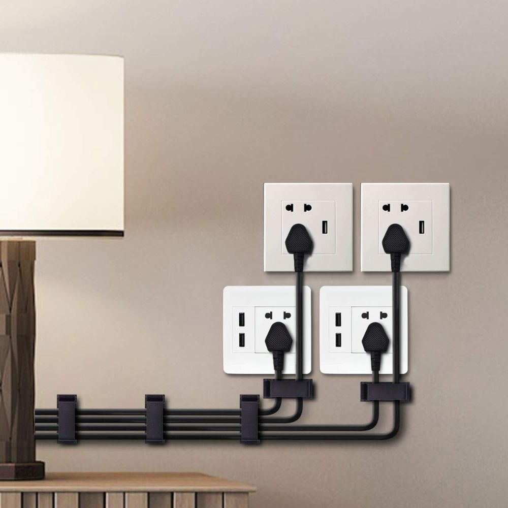 BEXT (50Pcs) Self-Adhesive Cable Management Clips Large Wire Organizer for Home & Office (Black)