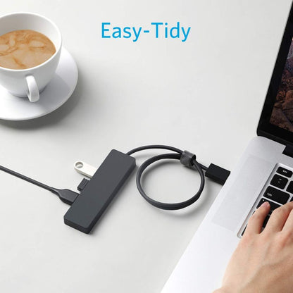 BEXT 4-Port USB 3.0 Hub with Extended Cable | Ultra-Slim High-Speed Data USB A Hub (Charging Not Supported)