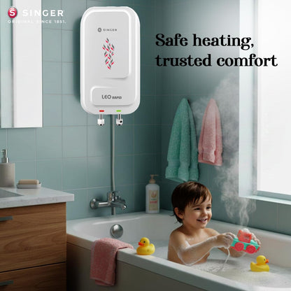 Singer Leo Rapid 5.9 L Instant Water Heater | Geyser | 3000W Power | Copper Heating Element | Stainless Steel Tank | ISI Marked | 2 Years Warranty
