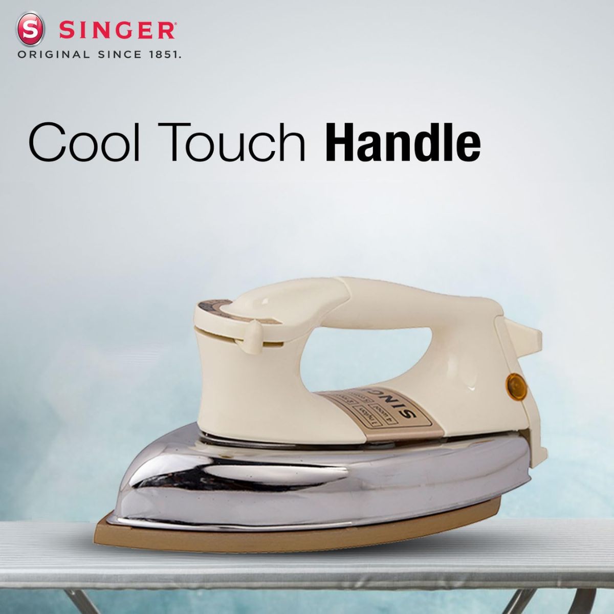 Singer Shakti Plus 1.6Kg Heavy Weight Dry Iron | 1000 Watt | Quick Heat-Up | Golden Advanced Soleplate | Adjustable Thermostat | ISI Approved | 2 Years Warranty