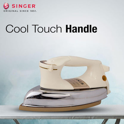 Singer Shakti Plus 1.6Kg Heavy Weight Dry Iron | 1000 Watt | Quick Heat-Up | Golden Advanced Soleplate | Adjustable Thermostat | ISI Approved | 2 Years Warranty