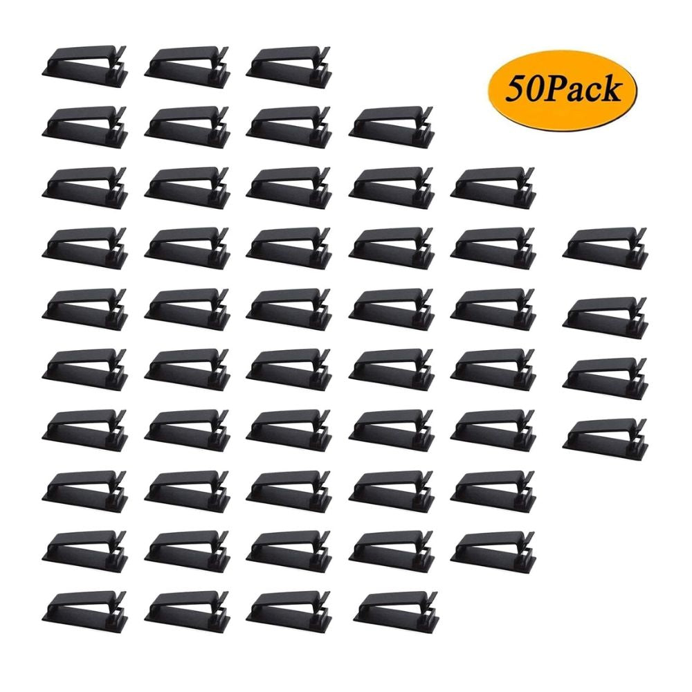 BEXT (50Pcs) Self-Adhesive Cable Management Clips Large Wire Organizer for Home & Office (Black)
