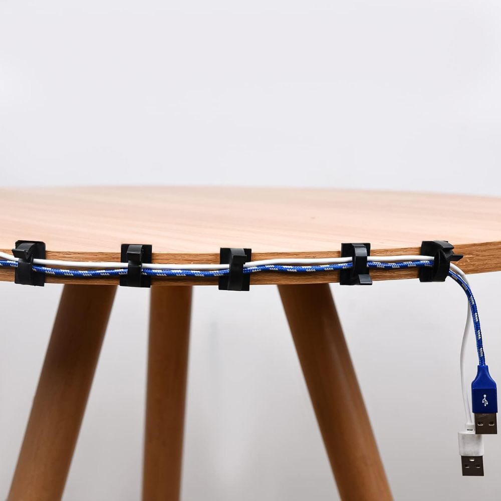 BEXT (50Pcs) Adjustable Self-Adhesive Cable Management Clips for Home & Office (Black)