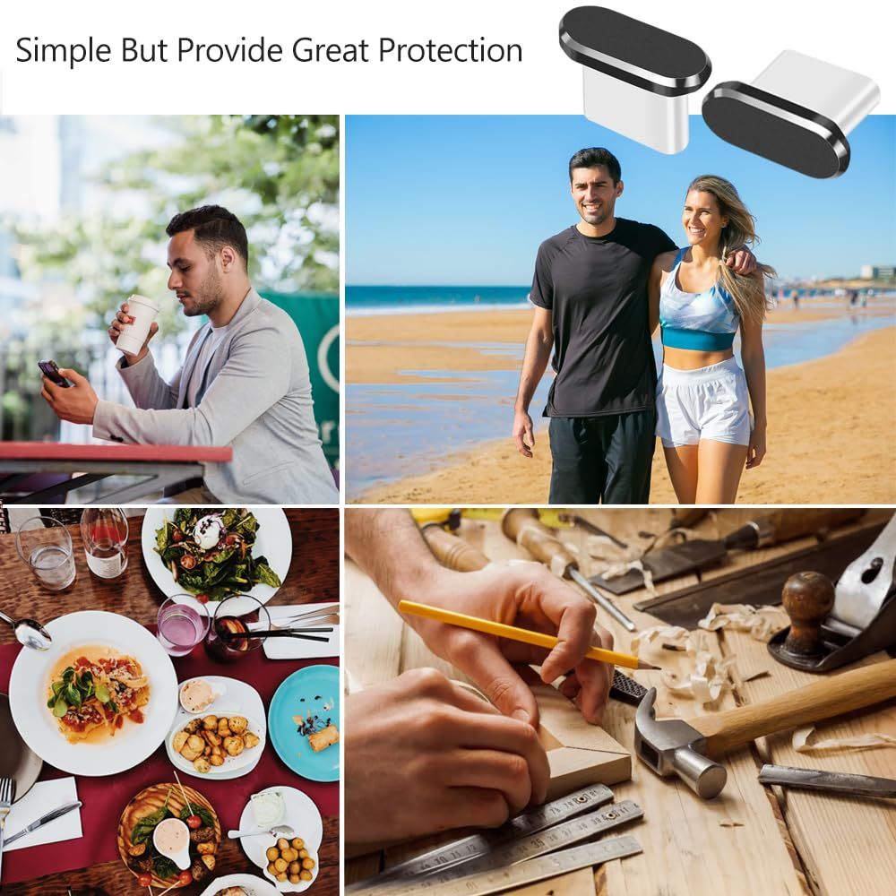 BEXT (4Pcs) USB Type-C Dust Plug with Cleaning Brush | Anti-Dust Charging Port Protector