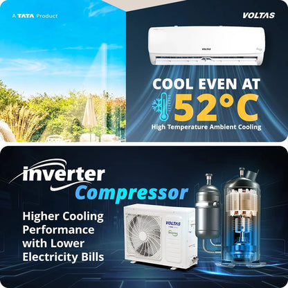 Voltas Vectra 1 Ton 3 Star Inverter Split AC (2026) | 123INV | 3326W Cooling | Copper Condenser | 5 Years Comprehensive Warranty