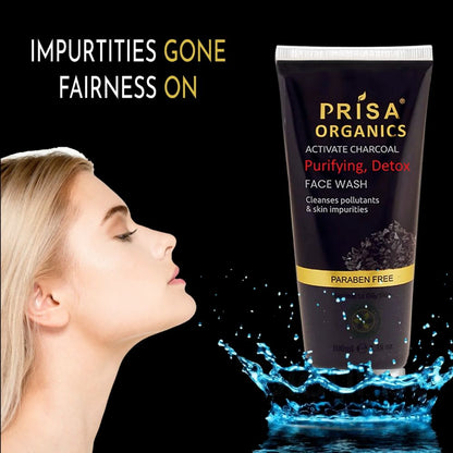 Prisa Organics Activated Charcoal Purifying, Detox Face Wash