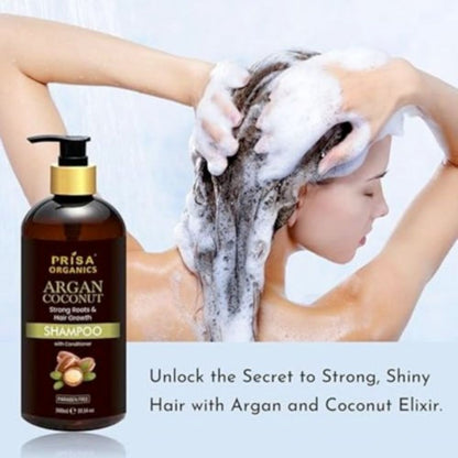 Argan Coconut Shampoo with conditioner for strong Hair Root and Hair Growth 300ml