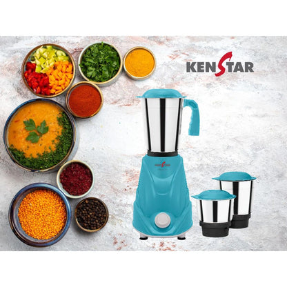 Kenstar Mixtor 500W Mixer Grinder | 3 Stainless Steel Jars | Turbo Hybrid Motor | SS Ultima Blades | Green | 2 Years Motor Warranty