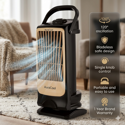 Aura High Speed Tower Fan | Bladeless Design | 120° Oscillation | 3 Speed Control | 1 Year Warranty