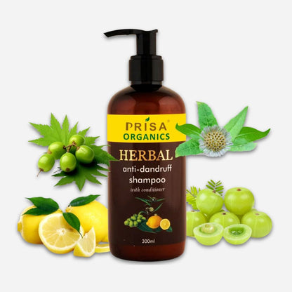 Prisa Organics Herbal Anti Dandruff Shampoo With Conditioner, 300 ml