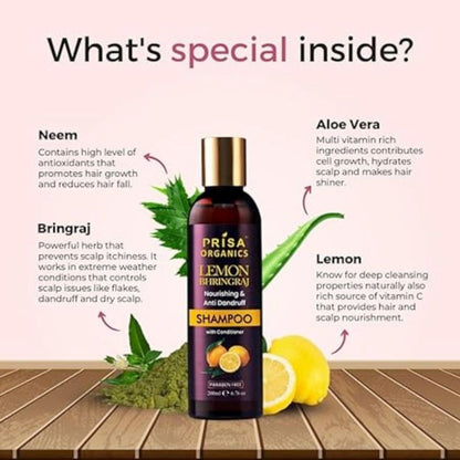 Lemon Bhringraj Anti Dendrop Shampoo For Hair Growth & Strong Hair Roots, 200ml
