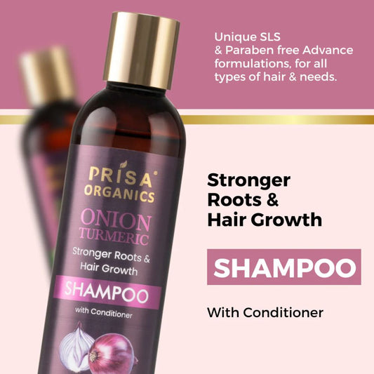 Onion Turmeric Shampoo With Conditioner For Hair Growth & Anti Hair fall, 200ml