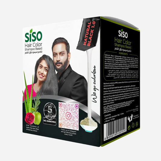 Permanent 5min Hair Color Shampoo, 20g Pack of 10, Natural Black