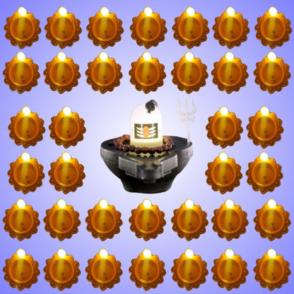 Rechargeable Shivling with Mantra Chanting Feature and Water Sensor Diyas (6,12,24,36) Combo
