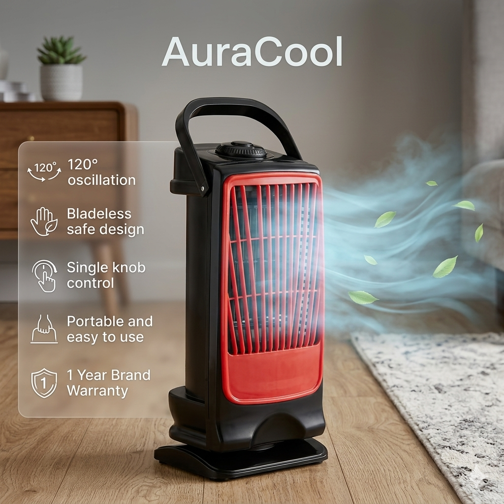 Aura High Speed Tower Fan | Bladeless Design | 120° Oscillation | 3 Speed Control | 1 Year Warranty