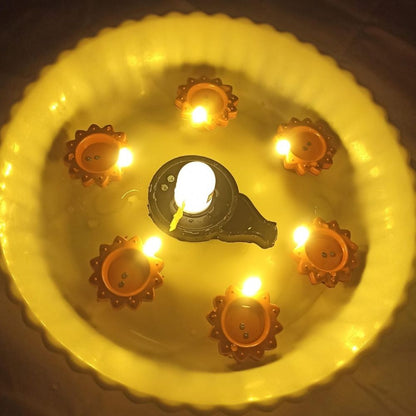 Water Sensor Glowing Shivling with Trishul & Water Sensor Diyas (6,12,24,36) Combo