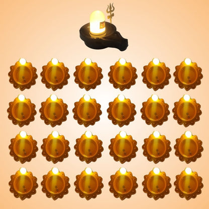 Water Sensor Glowing Shivling with Trishul & Water Sensor Diyas (6,12,24,36) Combo
