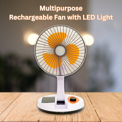 Solar Rechargeable Fan with LED Light