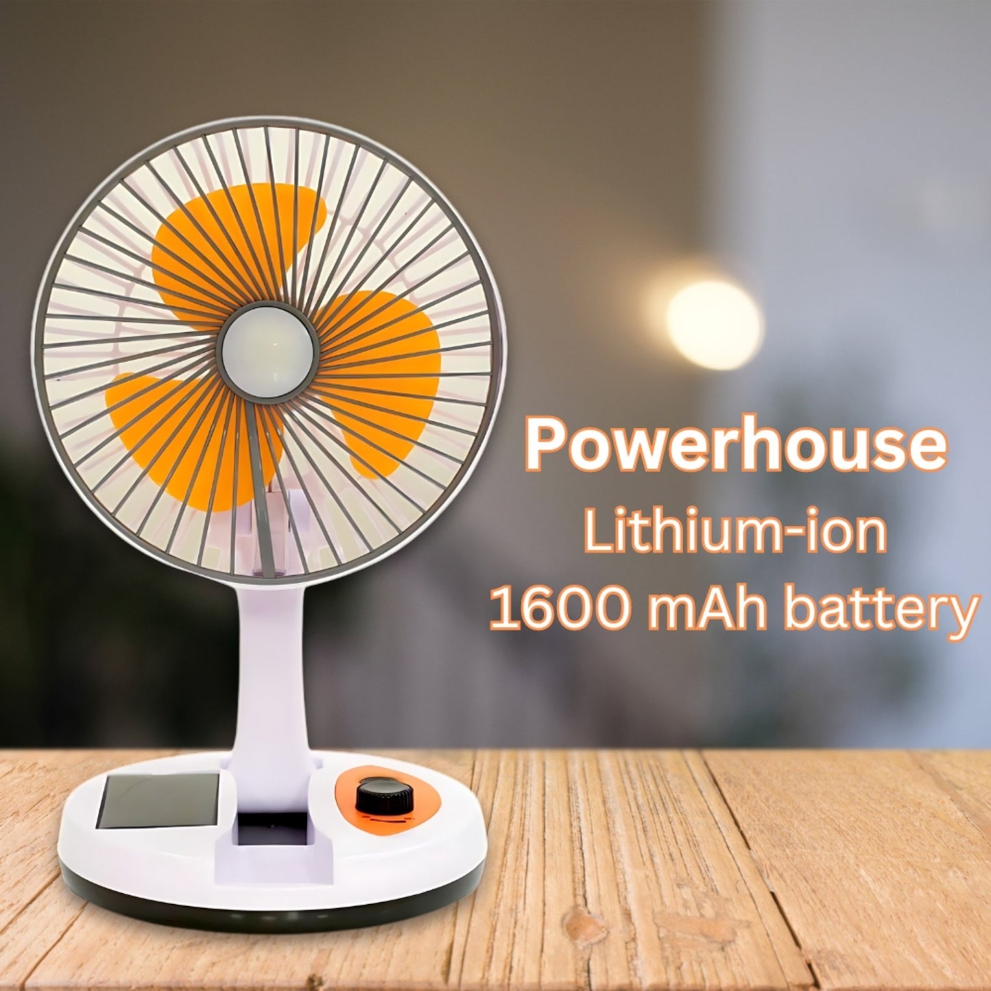 Solar Rechargeable Fan with LED Light