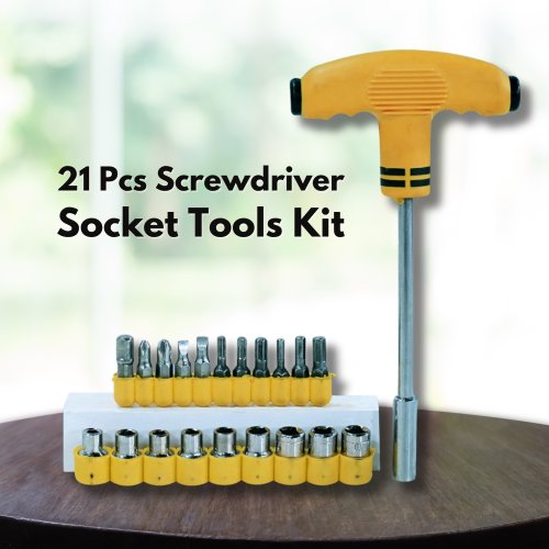 21 Pcs Screwdriver Socket Tool Kit Yellow