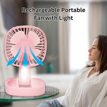 Rechargeable Portable Fan with Light